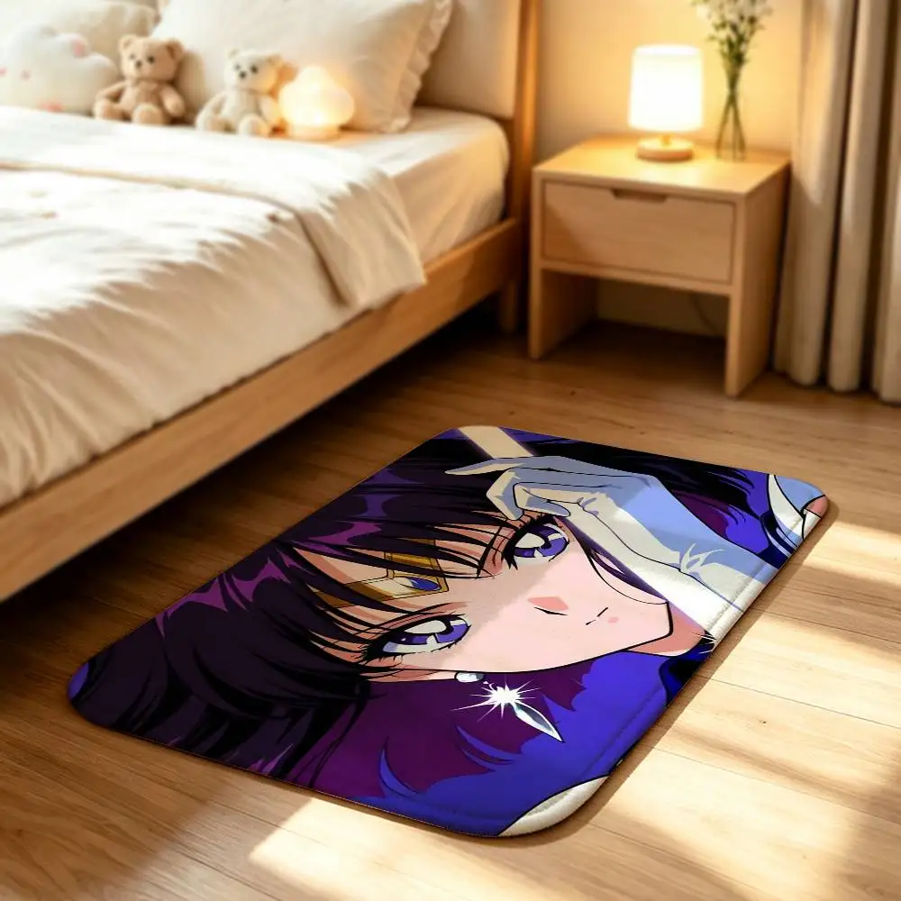 Anime S-Sailor Saturn Tomoe Hotaru Anti‑Slip Floor Mat Short Plush Rug mat Soft Comfortable Machine Washable Home Decor