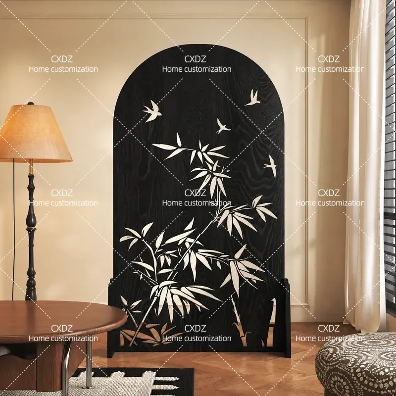 Medieval Round Hole Screen Hollow Partition Background Wall Modern Simple Shielding Foldable Mobile Home Partition