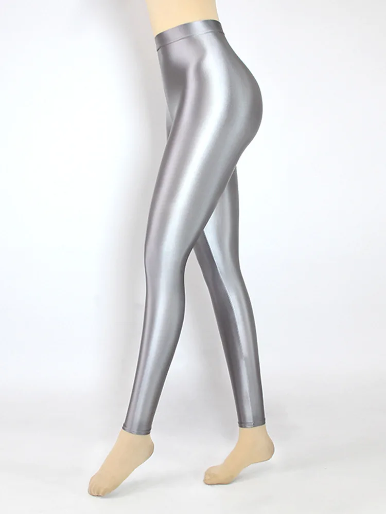 High waisted glossy pants, women's silky high stretch leggings, yoga ballet dance clothes, gymnastics practice costume