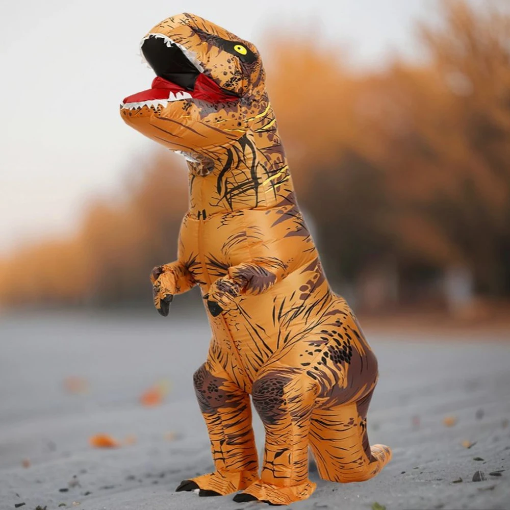 Funny Inflatable Dinosaur Carnival Costume Halloween Christmas New Year Birthday Party Role Playing T-Rex Inflatable Suit Gift