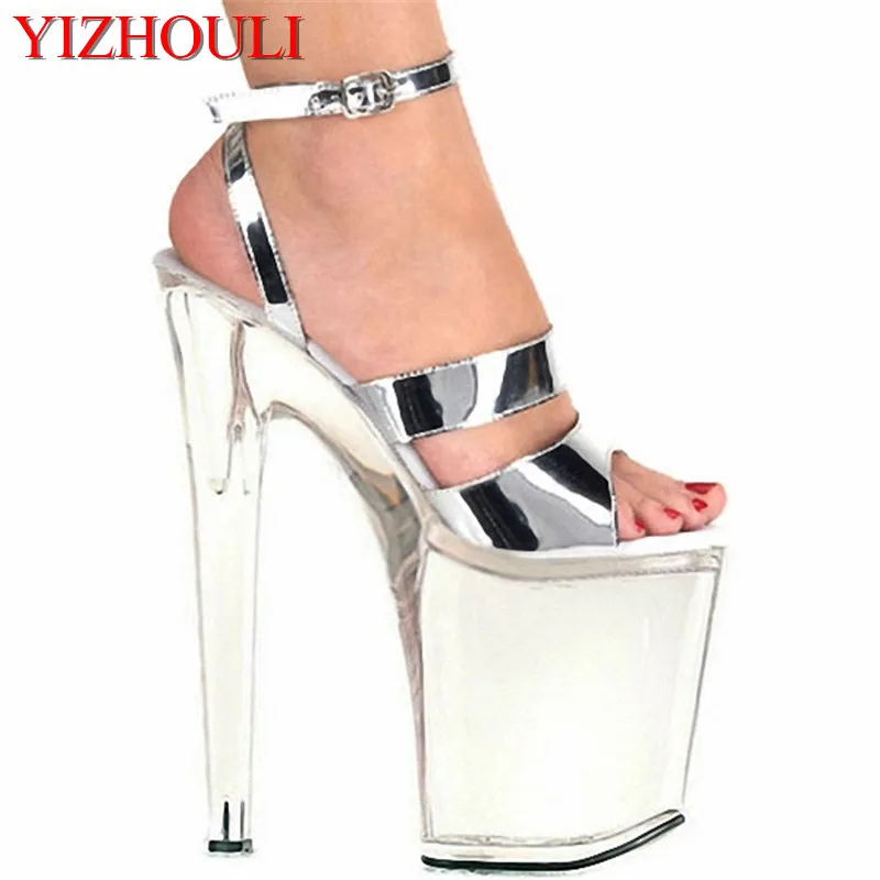 

20 cm unique mirror bright color allures high heels, fashion taste new wedding party dance shoes