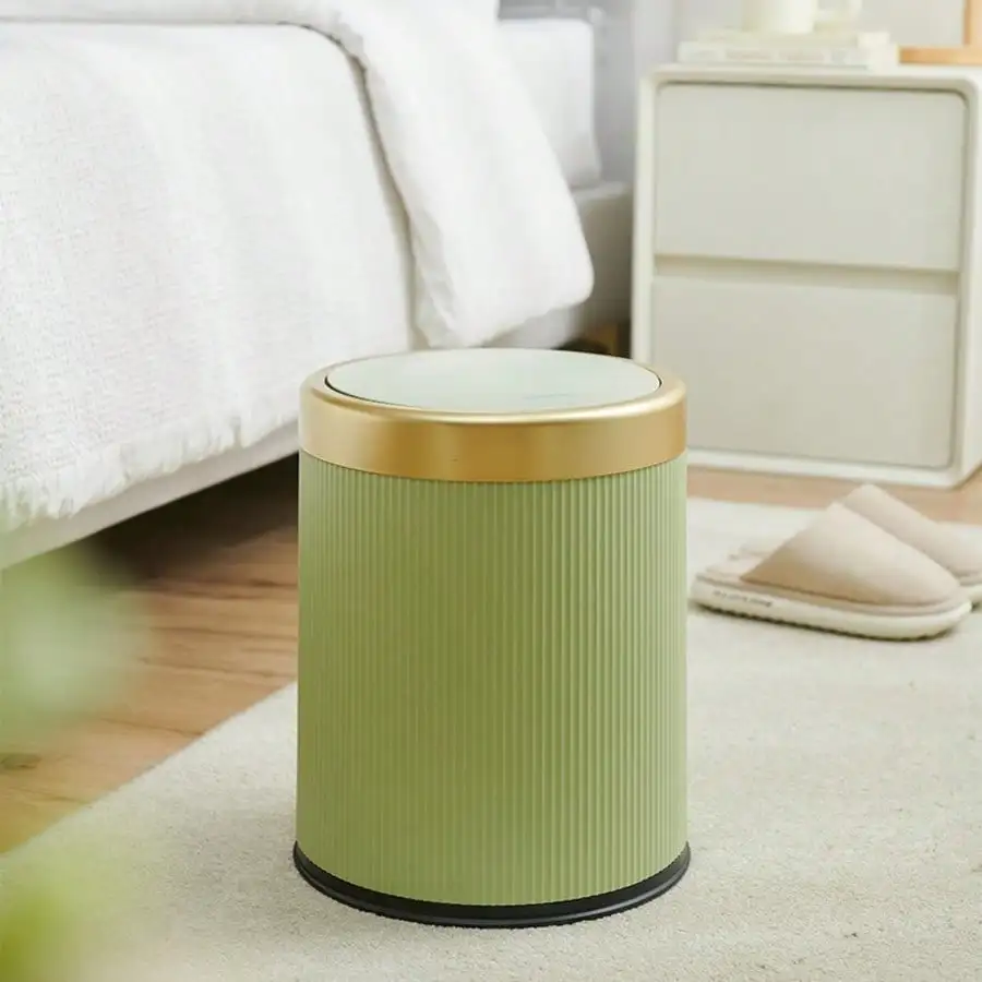 Fashionable Circular Wastebasket Durable Plastic Recycle Bin Large Capacity Double Double-layer Kitchen Garbage Cube Trash Can