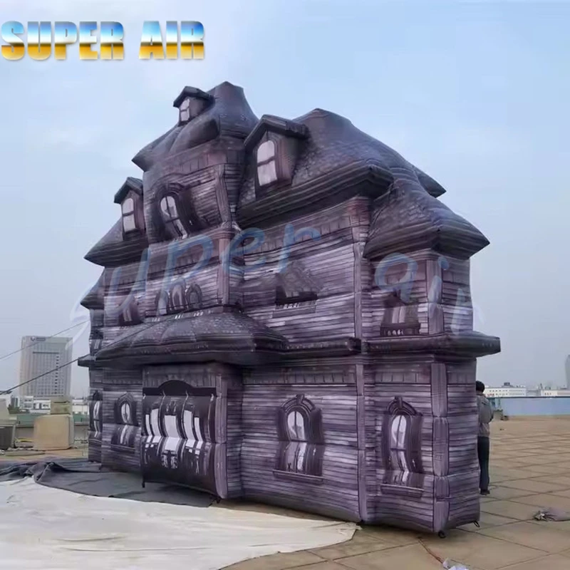 Dekoracja na Halloween, ładny design, trójwarstwowy dmuchany nawiedzony dom, dmuchany zamek.