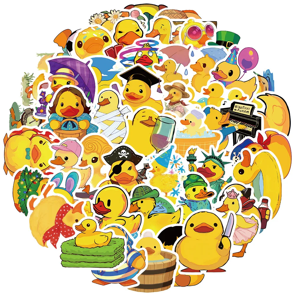 10/30/56Pcs Cute cartoon image of Little Yellow Duck Stickers For Suitcase Skateboard Laptop Luggage Phone Car Styling DIY Decal