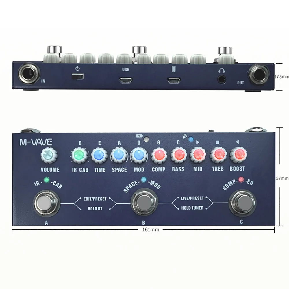 M-VAVE Cube Baby Delay Multi Effects Pedal Stage Audio Processsor Mixers Guitar Pedal Phaser Reverb for electric bass Guitar