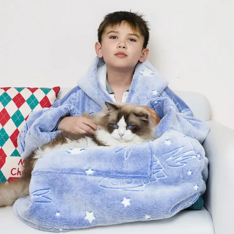 Simbok большое фланелевое одеяло с рукавами, зимние толстовки, толстовка, флисовое гигантское носимое одеяло, толстовка с капюшоном для детей M17