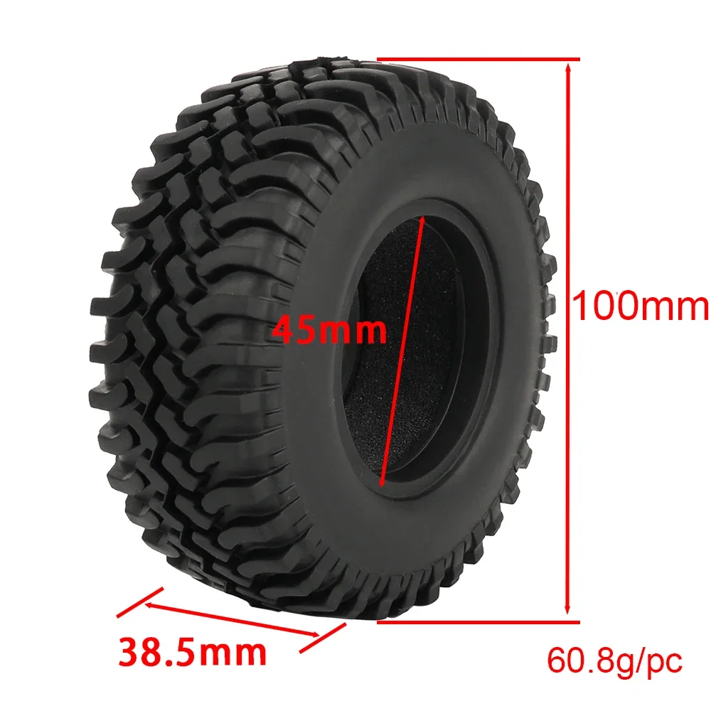 1/2/4PCS 1.9 inch 100mm Rubber Tires With Foam Inserts for 1:10 RC Rock Crawler Axial SCX10 D90 D110 Tamiya CC01 1.9 Inch Tyres