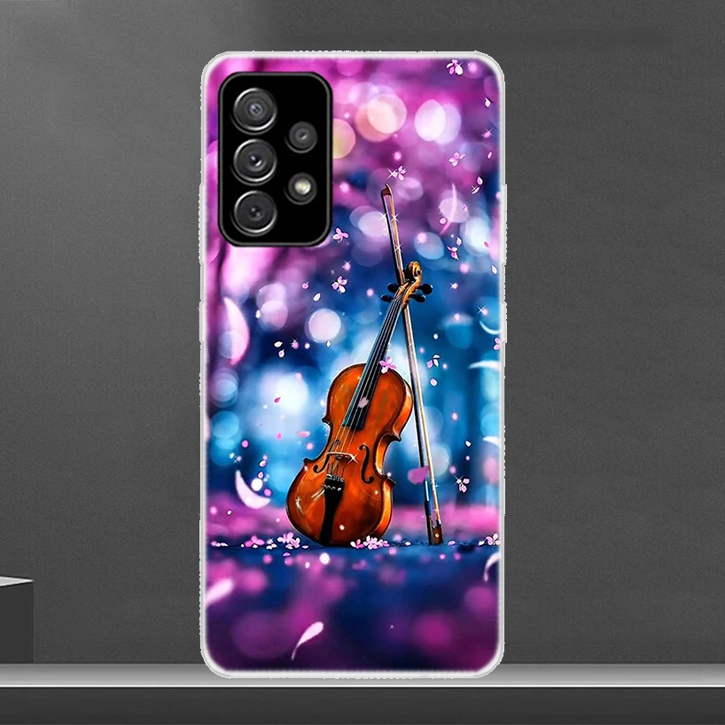 Music Violin Phone Case For Samsung Galaxy A15 A14 A13 A12 A55 A54 A53 A52 A35 A34 A33 A32 A25 A24 A23 A22 A04S A03S A02S