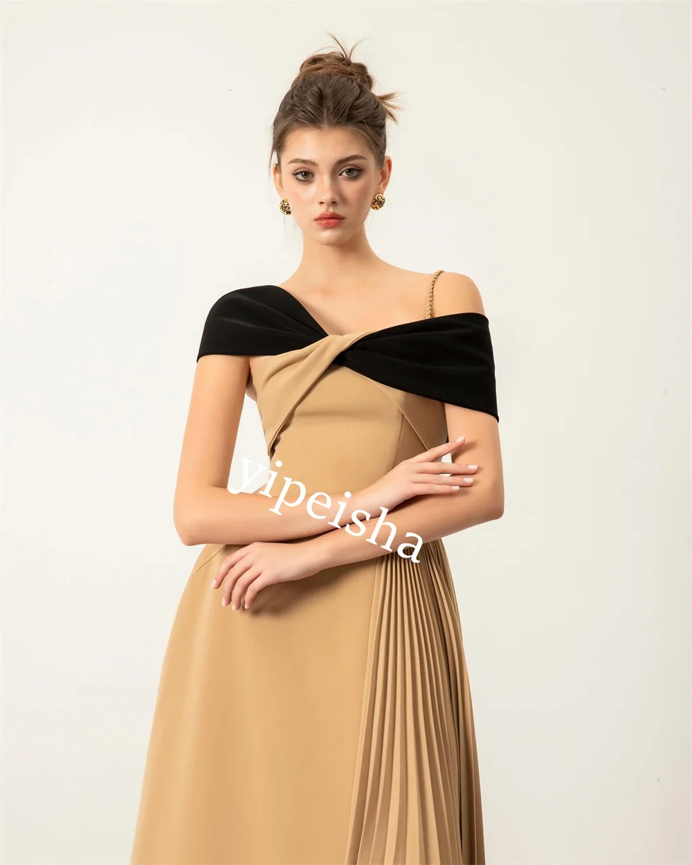 Exquisite High Quality Sparkle Jersey Criss-Cross Birthday A-line One-shoulder Bespoke Occasion Gown Midi Dresses