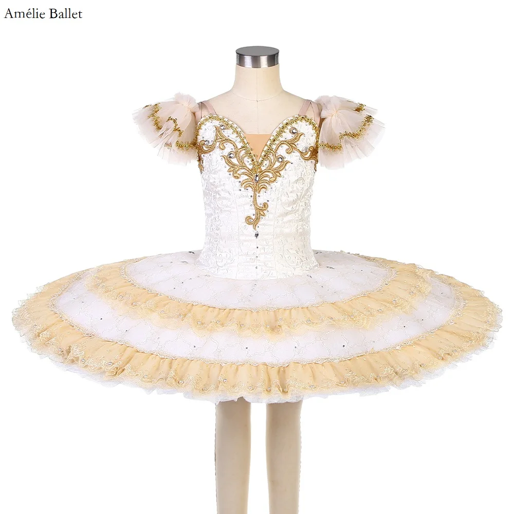 

B22310 Ivory and White Professional Ballet Dance Tutu Dress Adult Girls Performance Dance Costumes Ballerina Solo Tutus