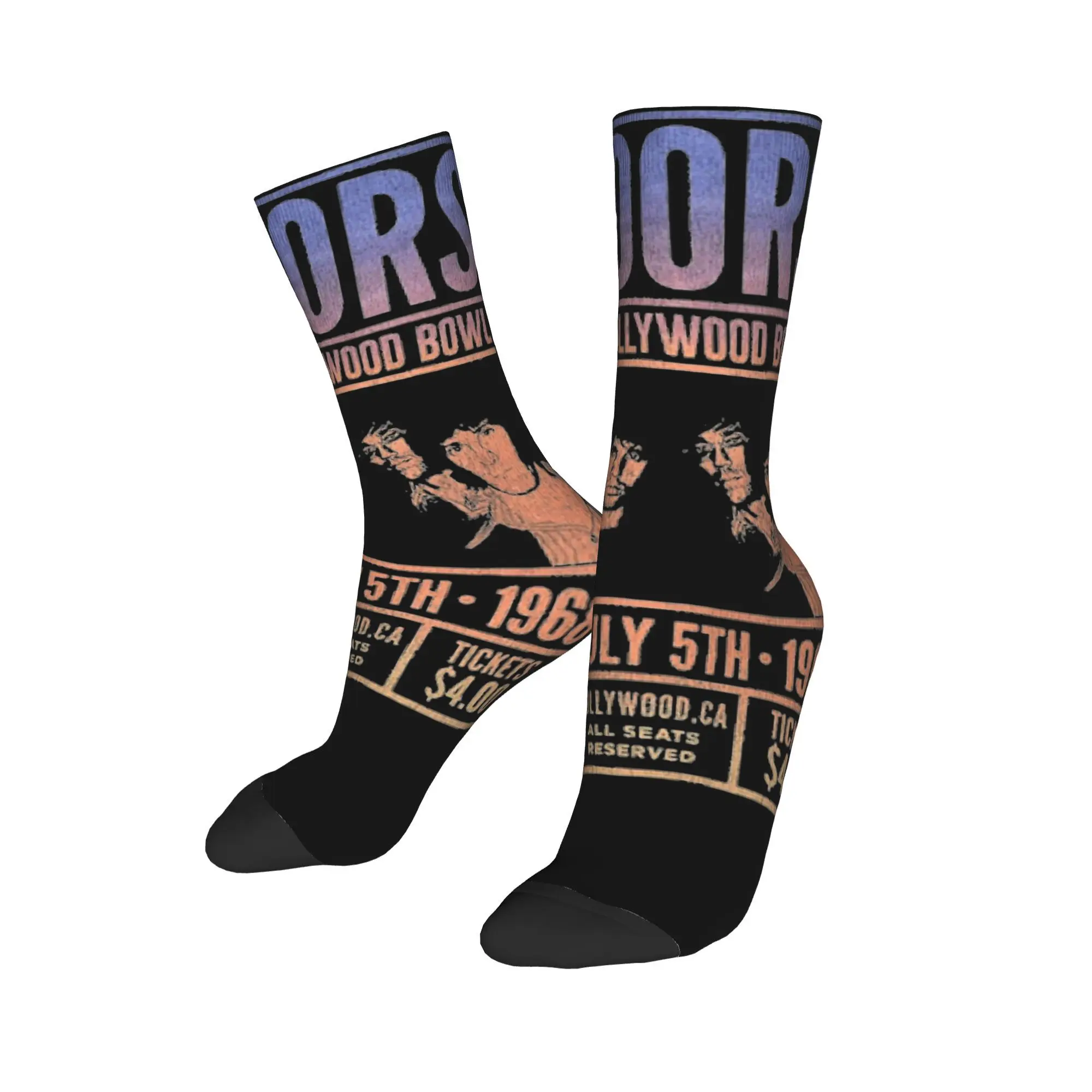 Fashion Men Women Crew Socks Jim Morrison The Doors Rock Band Merch Cute 70s 80s Retro Non-slip Stockings