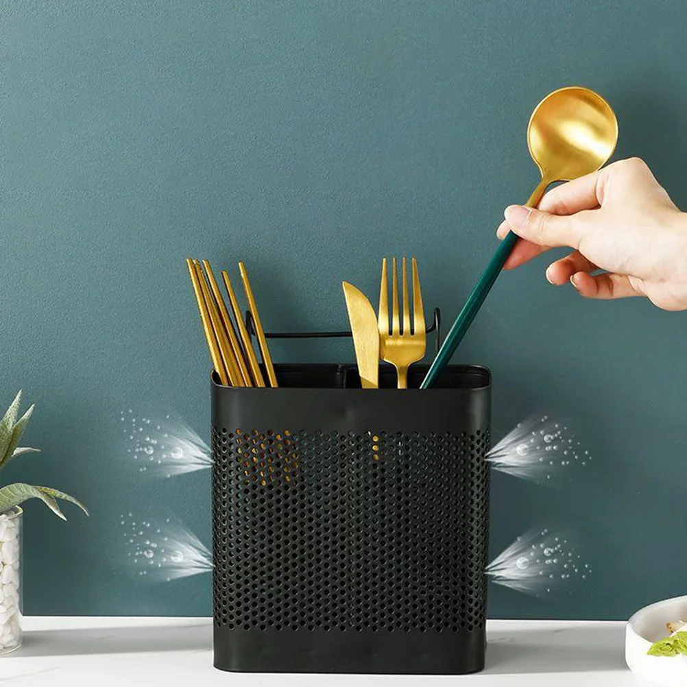 Household Cutlery Holder Utensil Drying Rack Kitchen Black Chopstick Dishwasher Basket Accessory Holders Spoon Stand