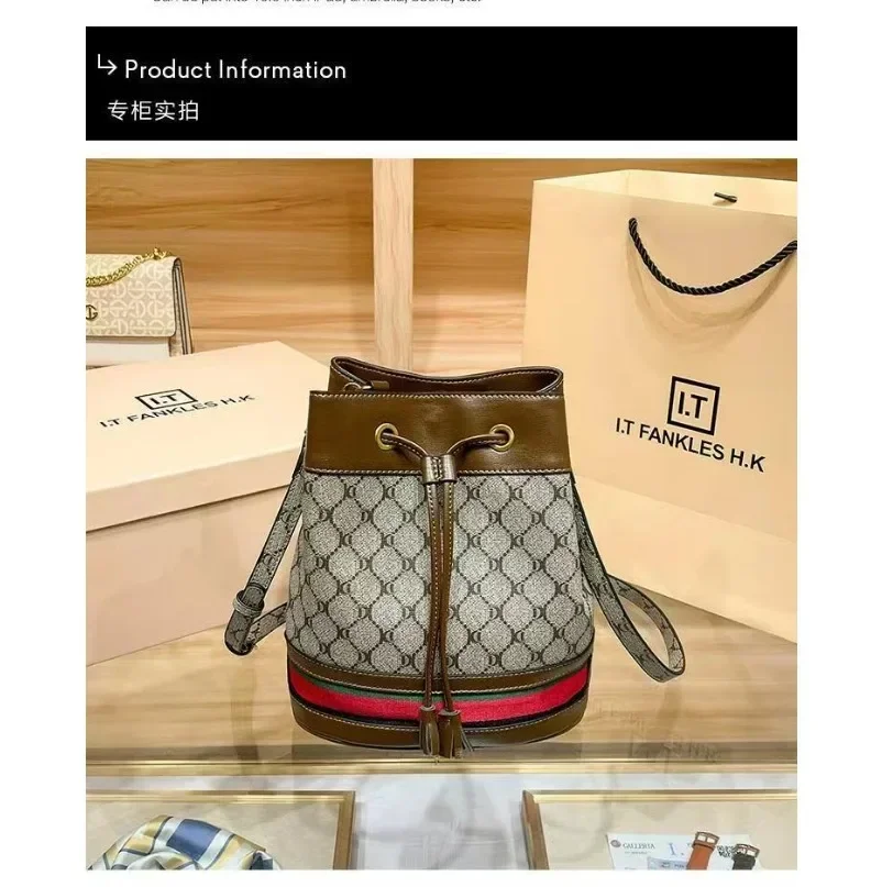 Borsa a secchiello da donna Trend Brand borse a tracolla stampate retrò borsa di lusso di design a tracolla Versatile classica