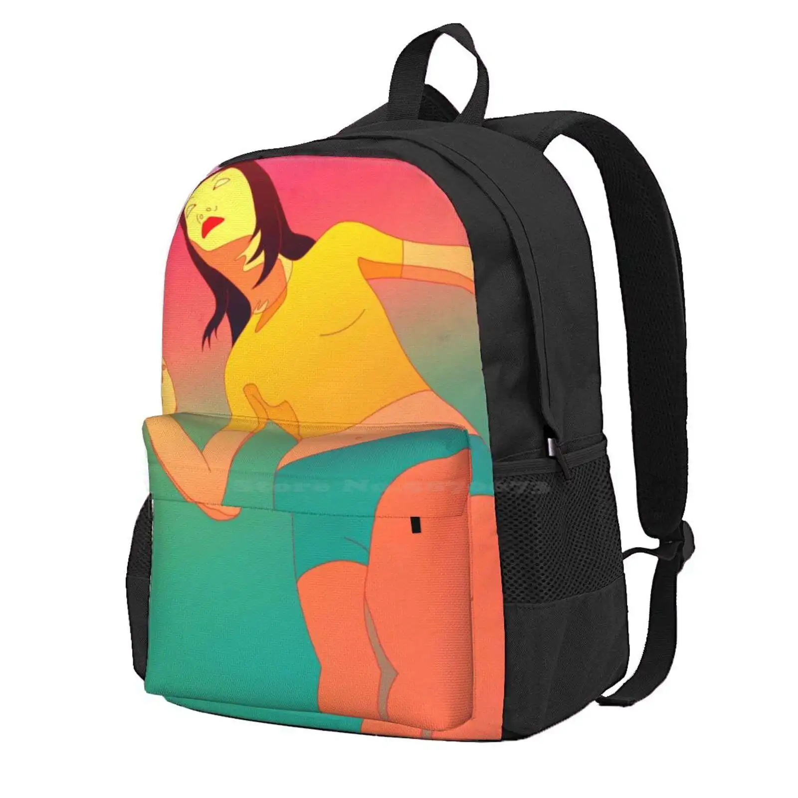 Moving Bodies Hot Sale Schoolbag Backpack Fashion Bags Pink Magenta Yellow Cyan Woman Dancing Dance Movement