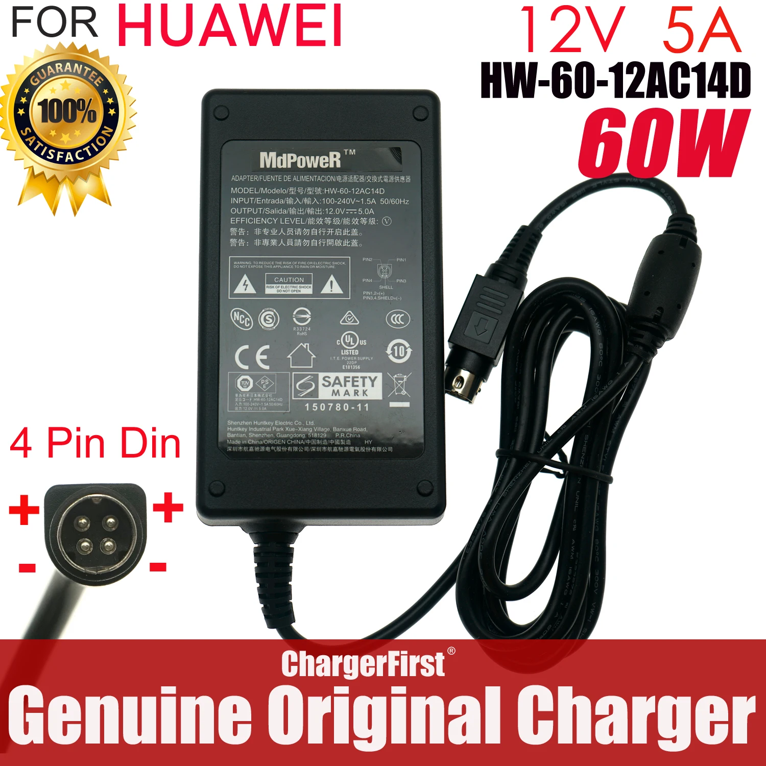 HW-60-12AC14D-1 12V 5A 60W 4-Pin AC Adapter for HUAWEI TE30 9030 HD Video Conference Terminal Camera FSP060-1AD101C power supply