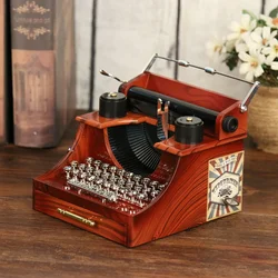 Mini Musical Case Typewriter Model 8 Notes Mechanical Musical Box Wood Metal Gift Ornaments for Kids Adults for Birthday Wedding