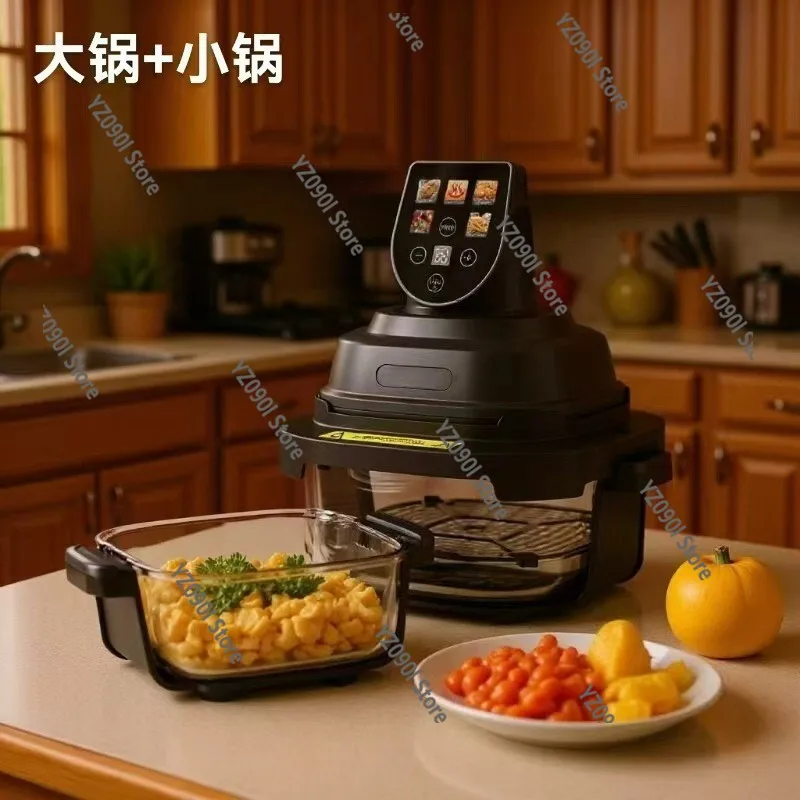 Visual Glass Air Fryer Color Screen Intelligent Electric Oven Multi-function Fryer 110V