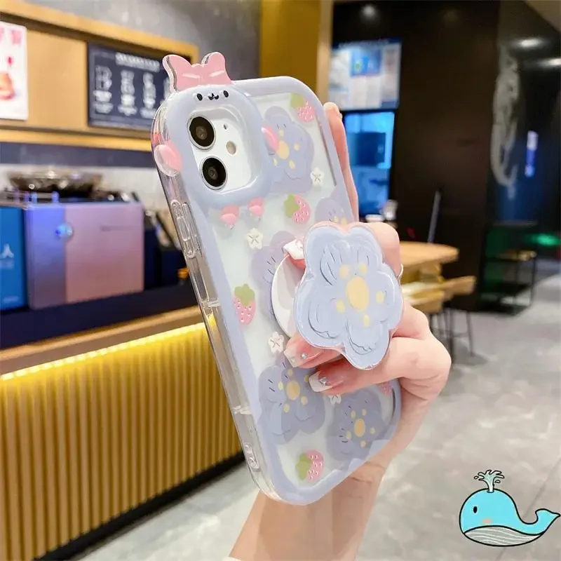 3D Bow-knot Little Monster Case for Infinix Hot 30i 20i 30 20 9 Play Smart 7 6 Tecno Spark GO 2023 Cover Flower Bracelet Holder