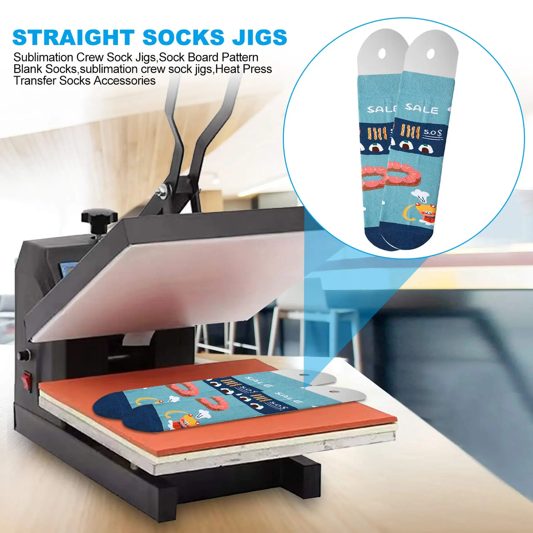 ABZT 4 Pieces Metal Straight Sock Jigs Sublimation Crew Sock Jigs Dye Printing Heat Transfer Socks Accessories,2 Sizes