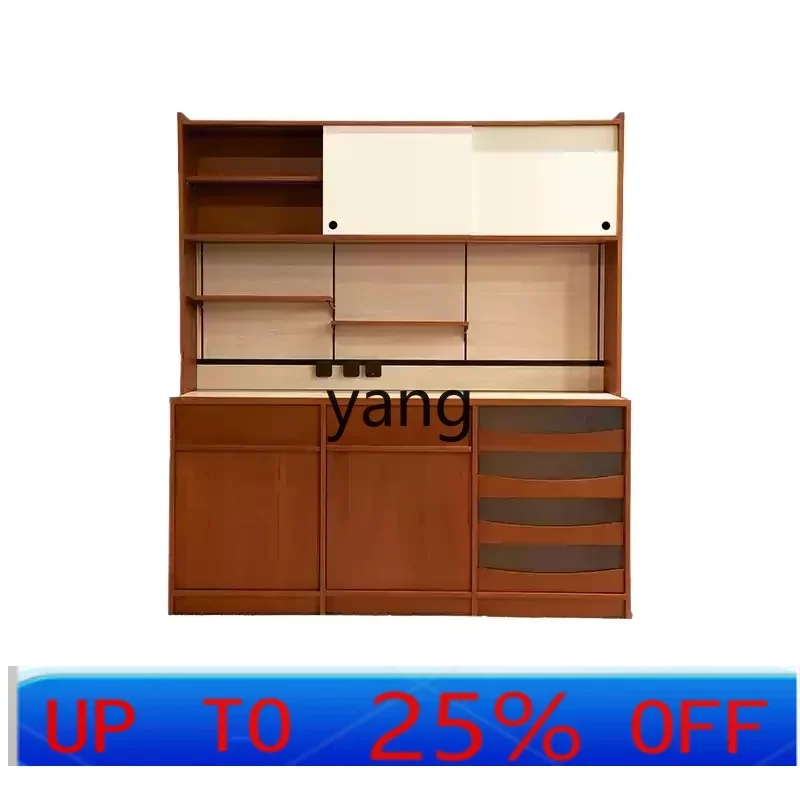 LMM side cabinet solid wood medium and ancient style rock slab side cabinet integrated high cabinet