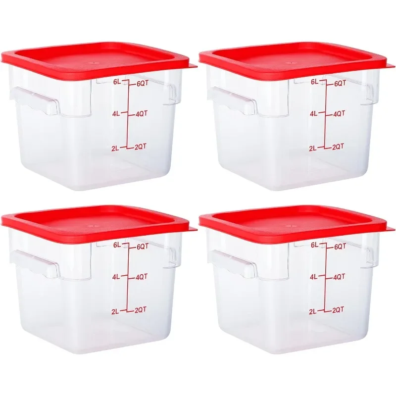 Food Storage Containers with Lids,  Square Clear Commercial Containers with Scales, Polycarbonate