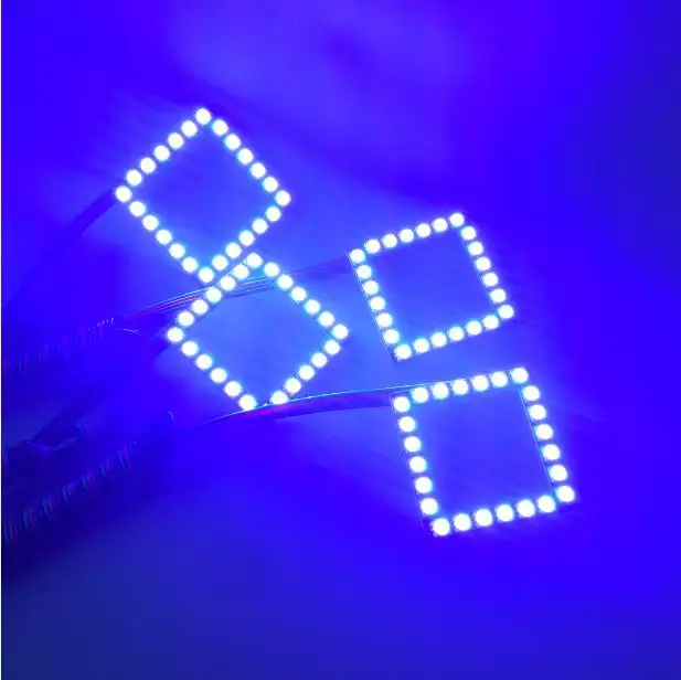 Cube de lumière LED carré personnalisé, lumière de travail tout-terrain, changement de vitesse RVB, cosses avec anneaux Halo pré-construits, 50mm x 50mm, 3x3"