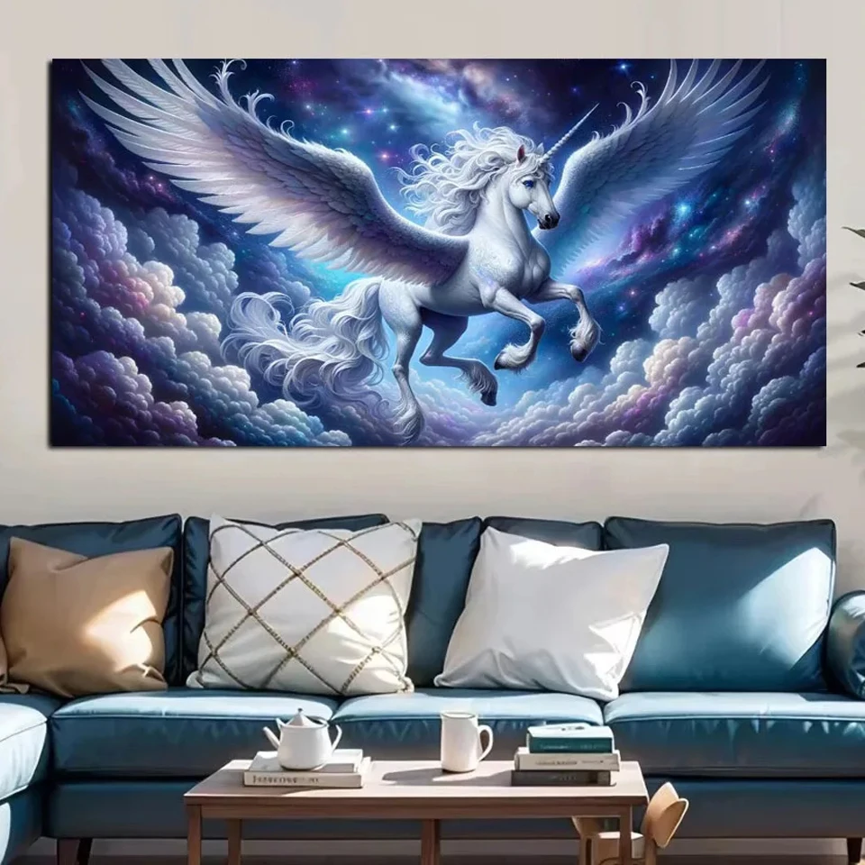 

Белый Единорог с крыльями Majestic, Diy 5D алмазная живопись новый большой размер мозаика Алмазная вышивка крестиком для домашнего декора