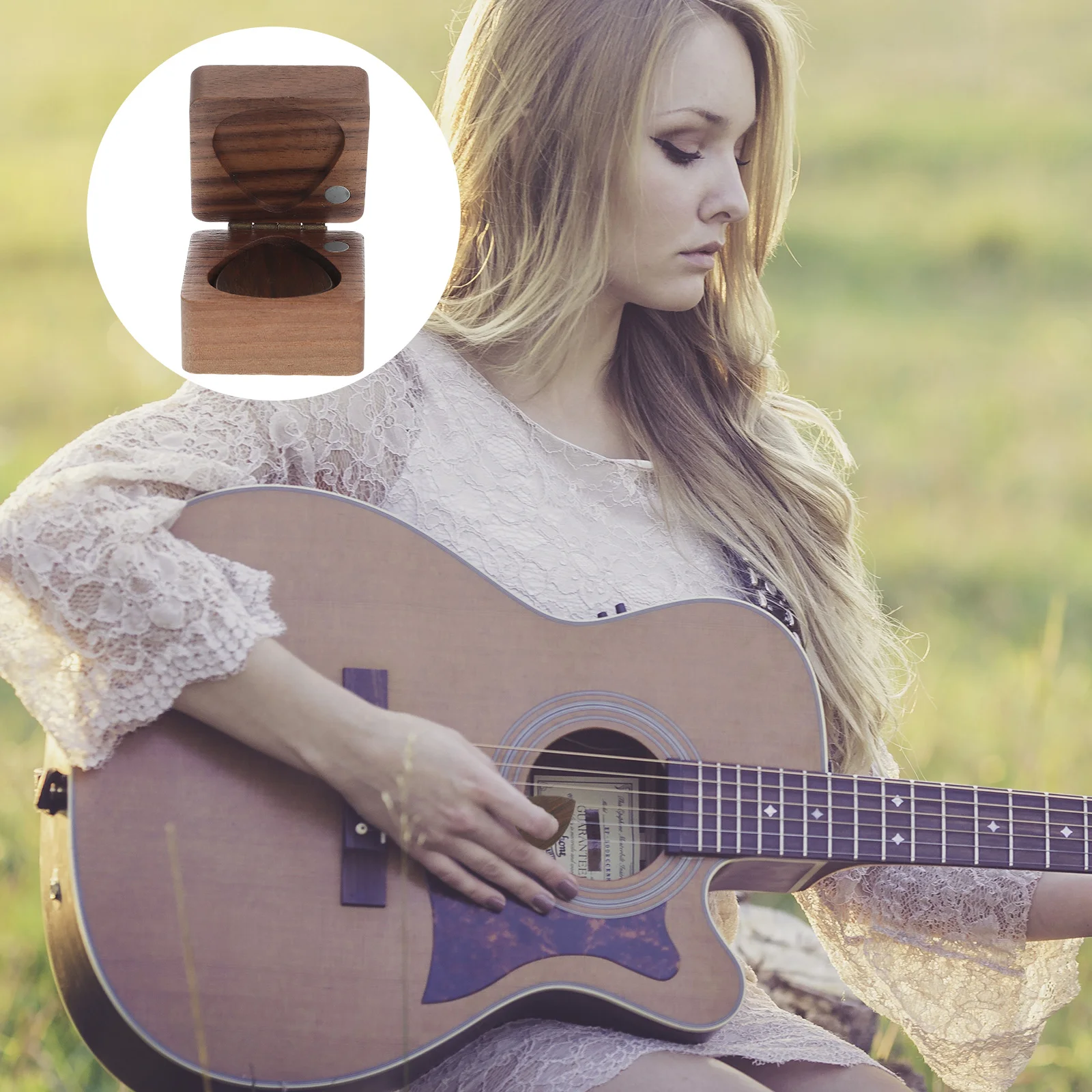 

Wooden Guitar Picks Case Durable Safe Material Ergonomic Design Electric Acoustic Guitar Accessories Portable Stringed