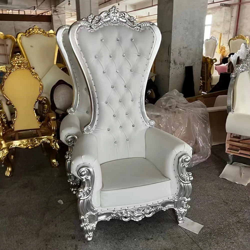 Manufacturer High Back King Chair Wholesale And Cheap Wedding Beige White Throne Chair For Wedding Decoration