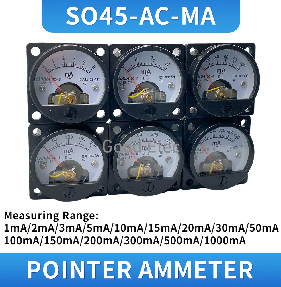 SO-45 AC mA Ammeter Pointer Analog Circular Marine Plastic Instrument Measuring Current Tools Factory Wholesale Genuine