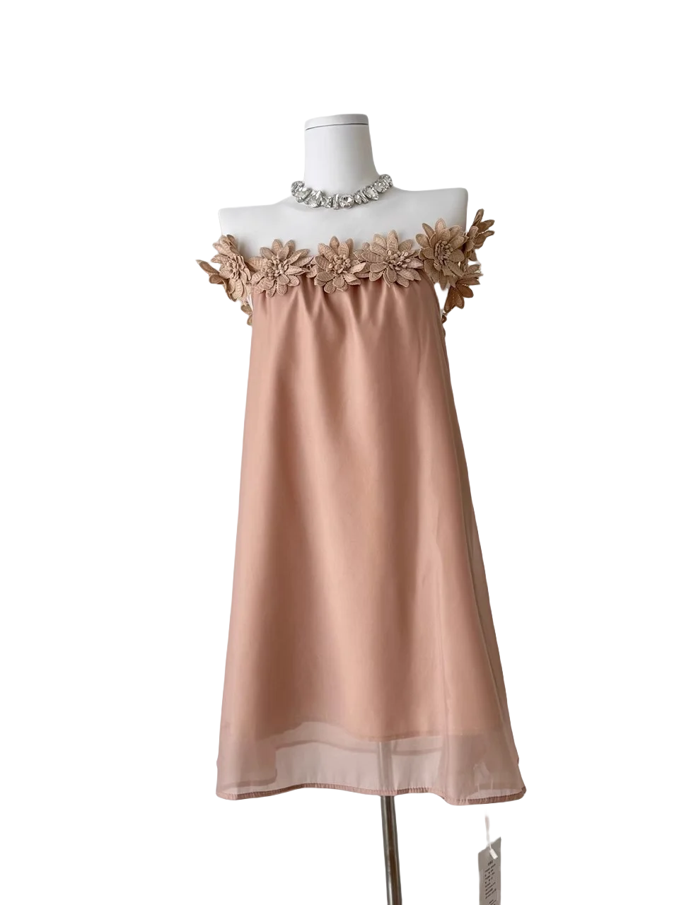 Ele High-Waisted A-Line Dr with 3D Floral Lace And One-oulder Design for Women Korean Sle Summer Faion 2025