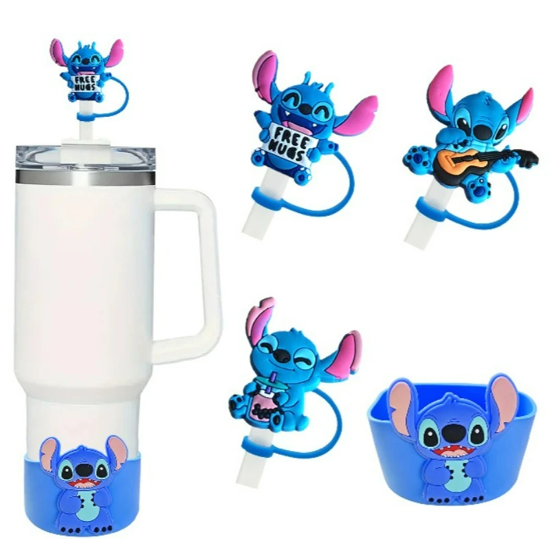 

New Cute Cartoon Anime 10mm Straw Dust Cap Straw Plug with Silicone Cup Cover Anti Slip Cup Bottom Cover Cup Decoration Set