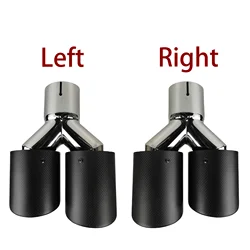 Car Carbon Fiber Glossy Muffler Tip Y Shape Double Exit Exhaust Pipe Mufflers Nozzle Decoration Universal Stainless Gloss