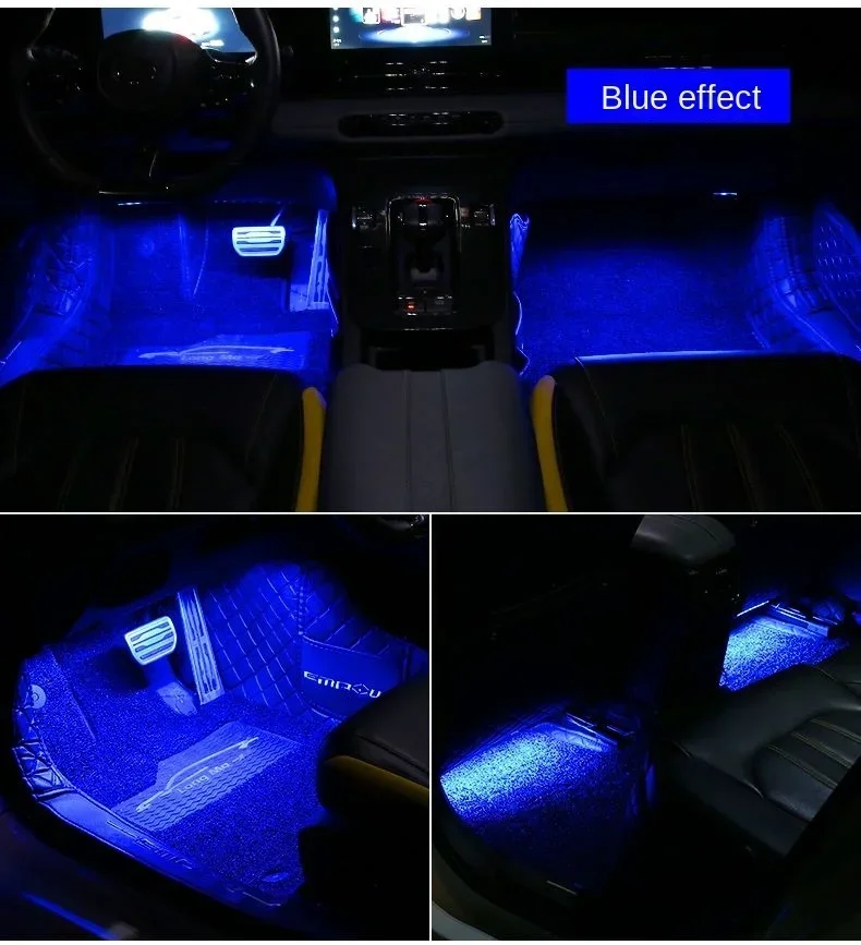 2 IN1 Car Atmosphere Led Foot Light USB Lighter environment decorative lights Auto Interior Ambient Lamps with LED Pink Light view 5