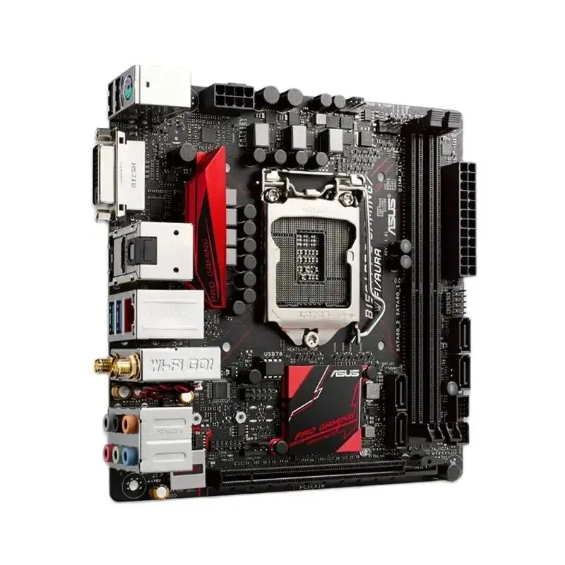 Used Mainboard, ASUS B150 Motherboard, B150I PRO GAMING/WiFi/AURA, Mini-ITX Form Factor, LGA 1151 Socket for 7th 6th Gen Core