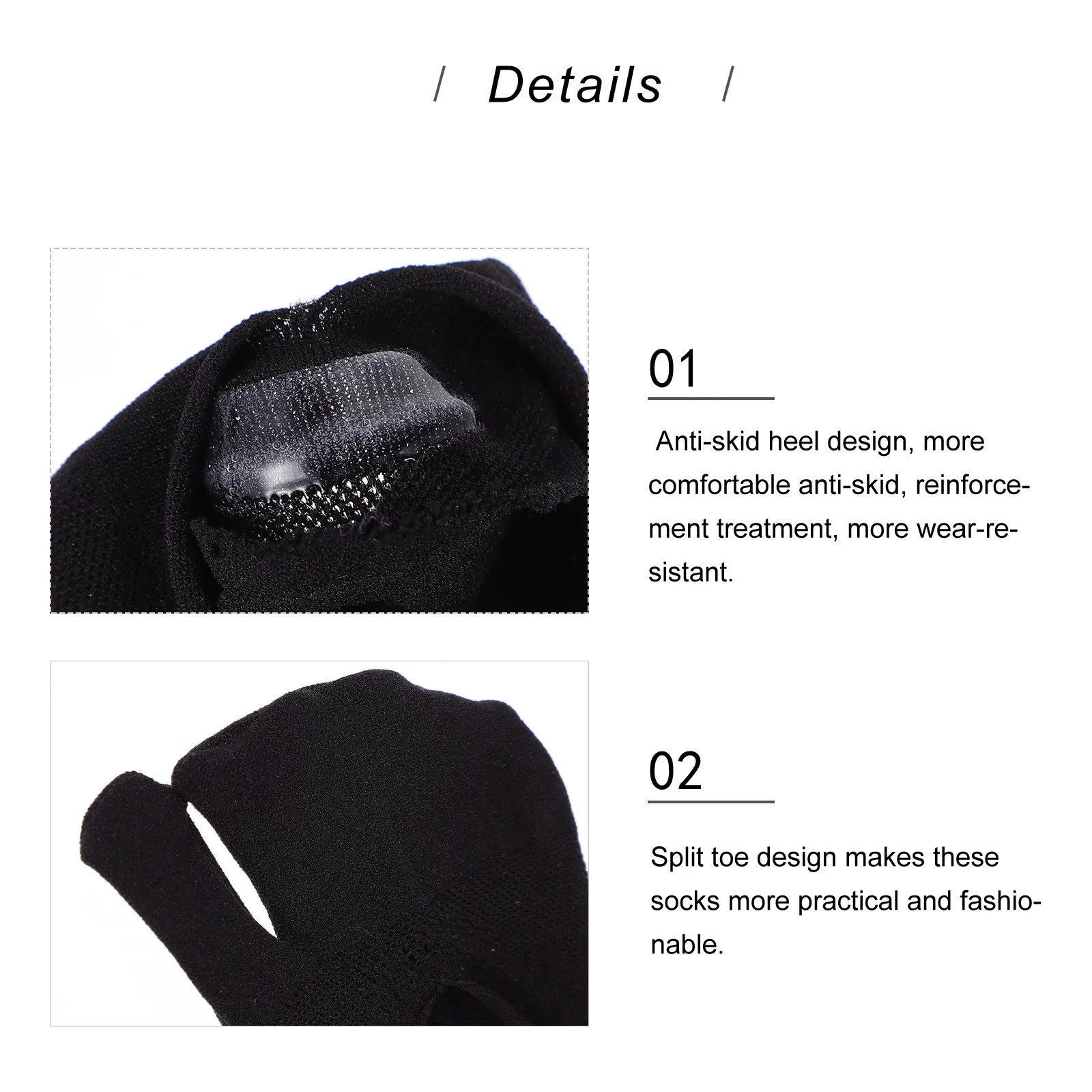 2Pairs Women Socks Short Split Toe Sock Breathable Comfortable Warm Keeping Floor Sock Invisible Style Toe Topper