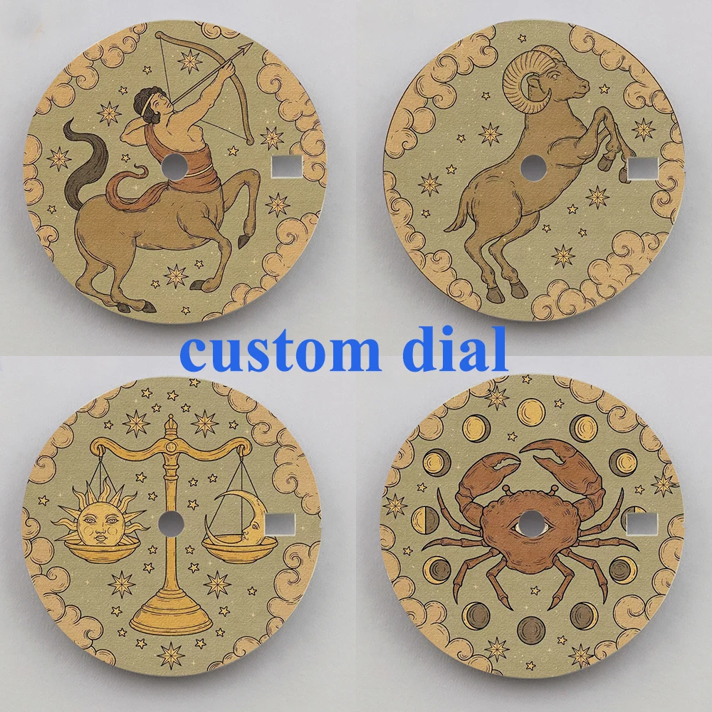 Watch Dial 28.5mm nh35 Dial 12 Constellation Dial Color Printing Custom Dial Watch Face Fit NH35/36 Movement Watch Parts