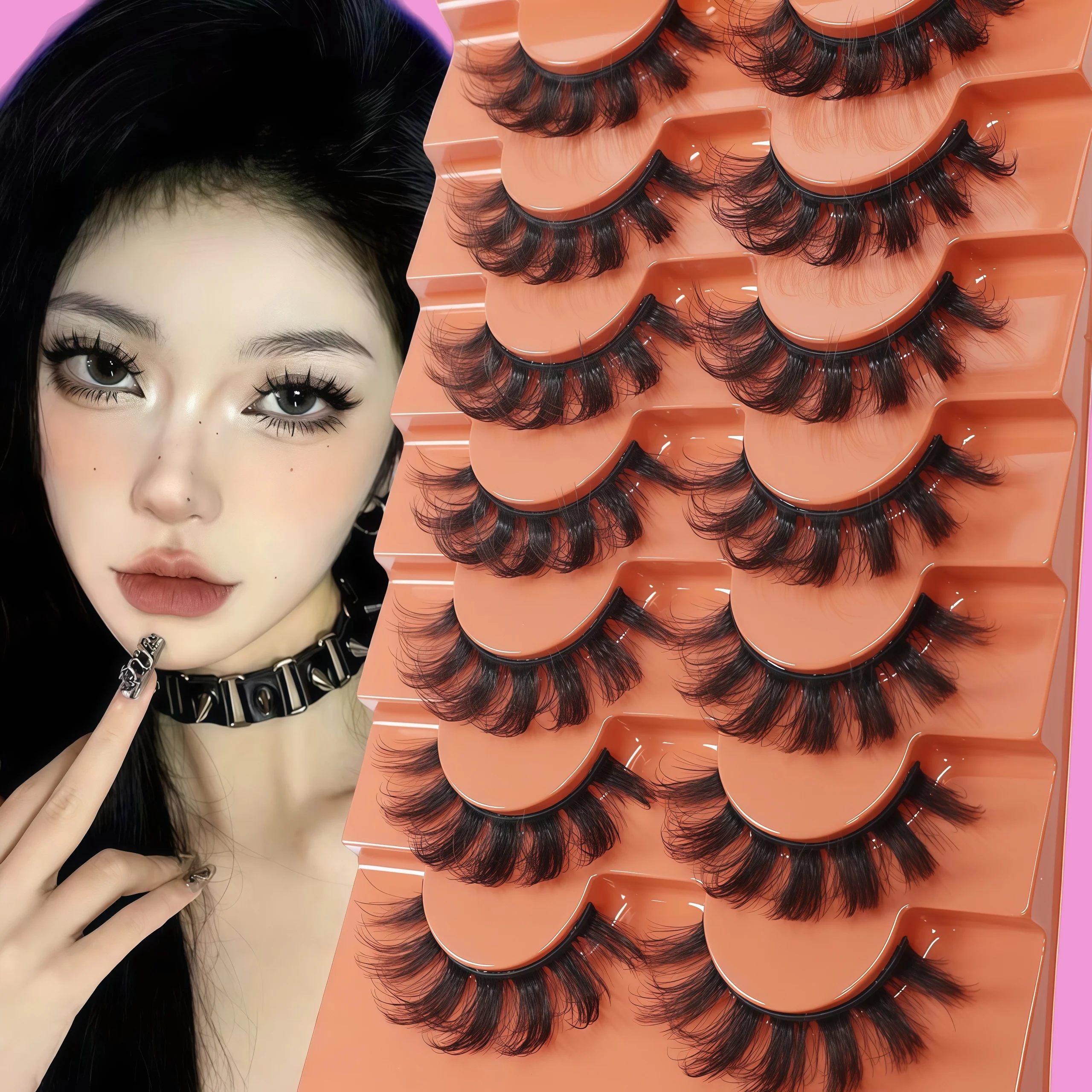 7 paia di ciglia finte cosplay manga ciglia demone europee e americane, un pezzo di dim spesso e naturale in stile americano