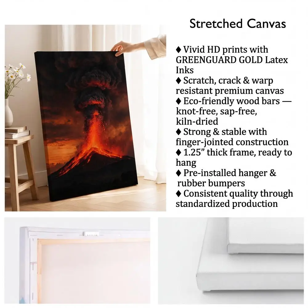 Volcano Eruption Painting Calligraphy Inner Frame Painting Perfect for Living Room Bedroom House Wall Decor