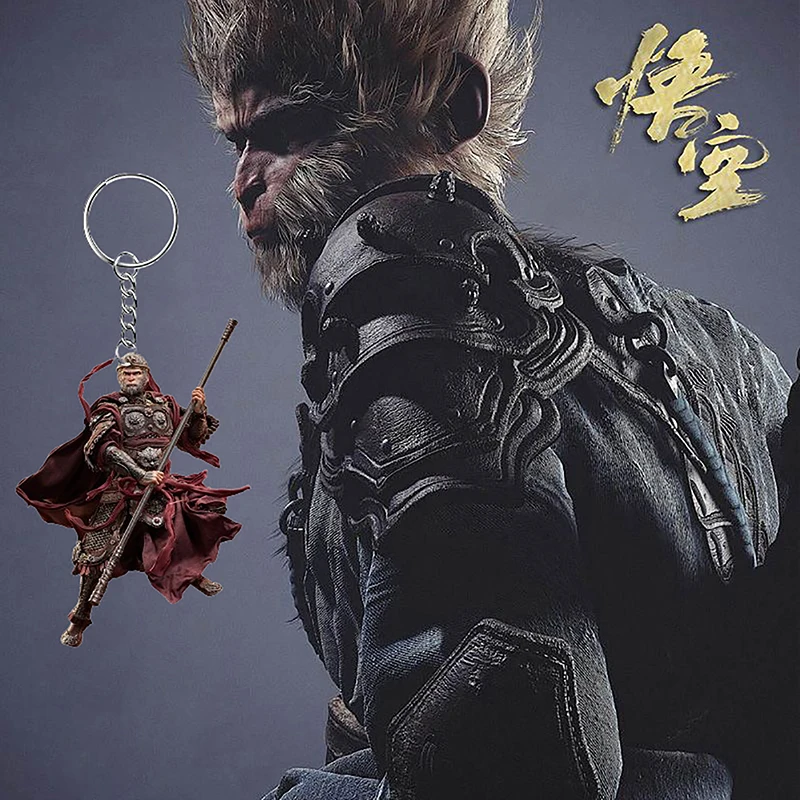 Hot Chinese Action Game Black Myth Wukong Keychain Key Chain Ring For Bag Monkey King Sun Keyring Jewelry Gamer Fans Gaming Gift