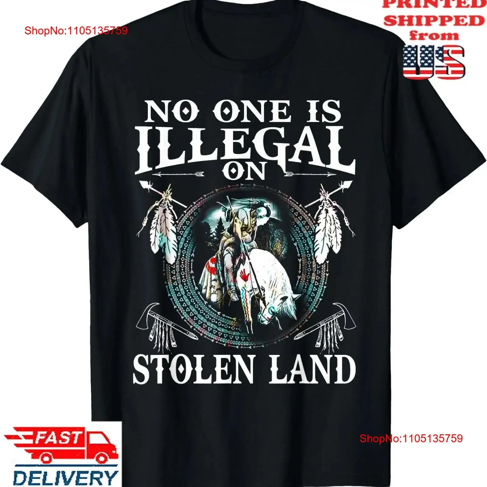 

No One Is Illegal on Stolen Land s Native Americans T Shirt vintage Washed designer clothes Stretched streetwear Unisex
