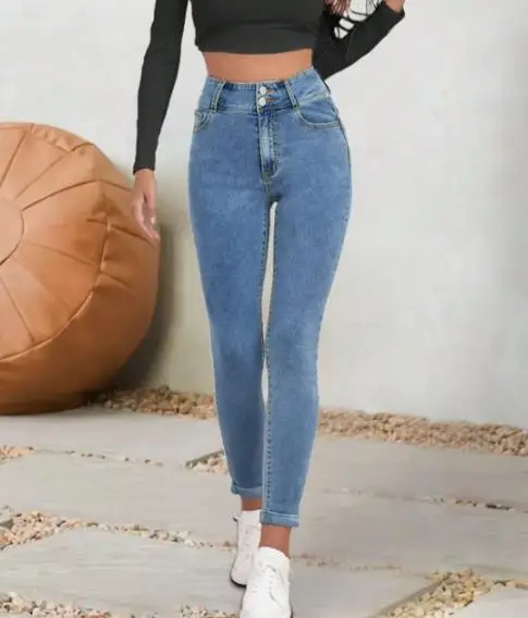 Nuovi jeans dimagranti quotidiani minimalisti da donna Leggings femminili stile moda Pantaloni in denim moda donna High Street personalizzati