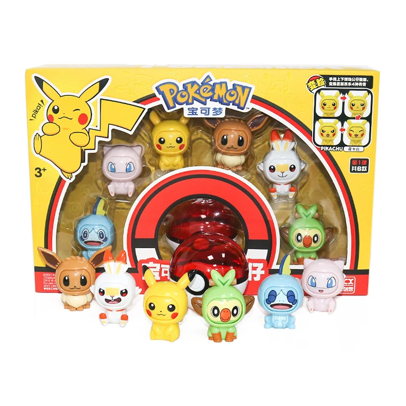 ポケモン顔変化人形アクションアニメフィギュアピカチュウイーブイグルーキースコルバニーミュウ漫画モデル人形子供の誕生日プレゼントのおもちゃ