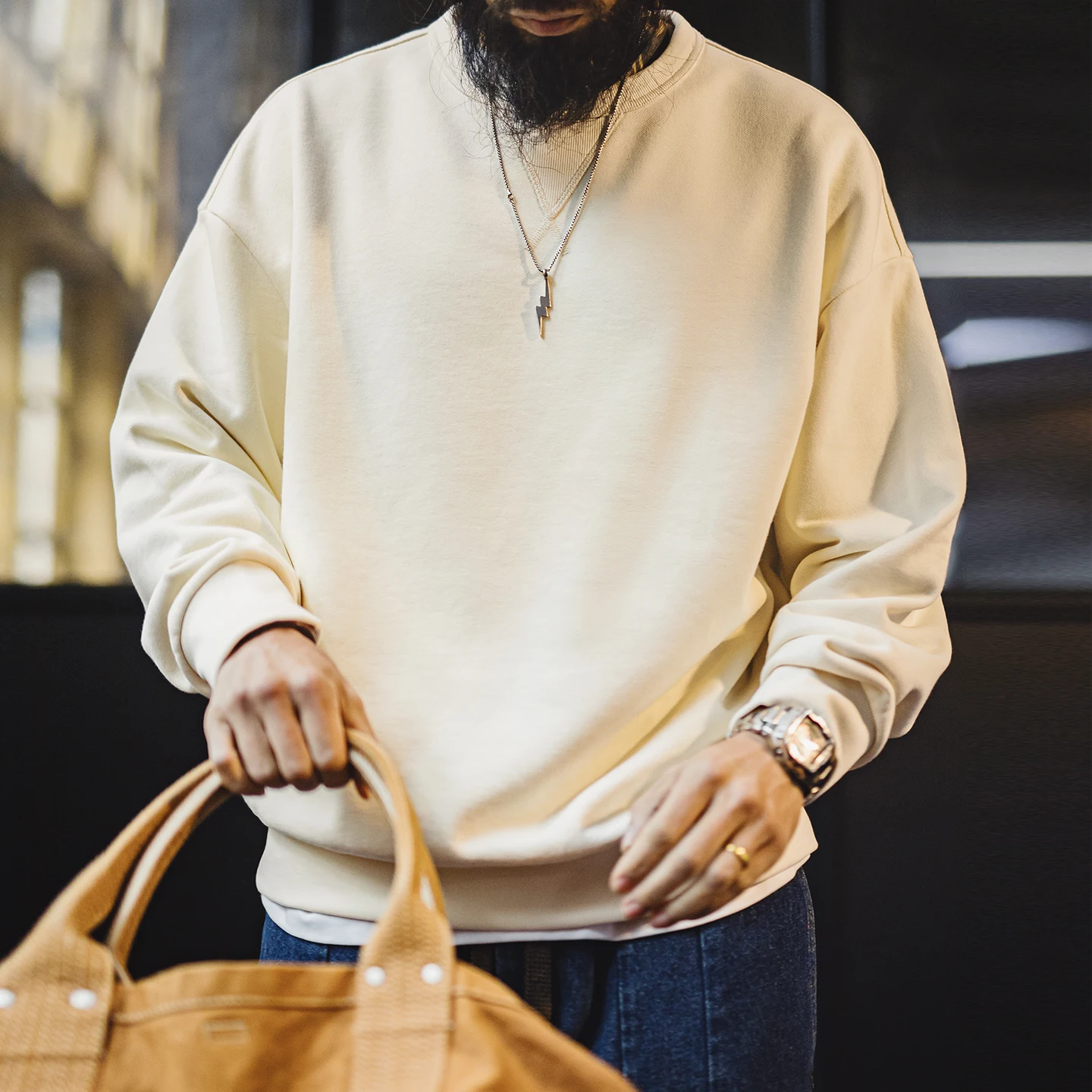 

Мужской повседневный свитшот Maden из плотного трикотажа, свободный крой, круглый вырез, длинный рукав, базовый элемент гардероба для весны и осени