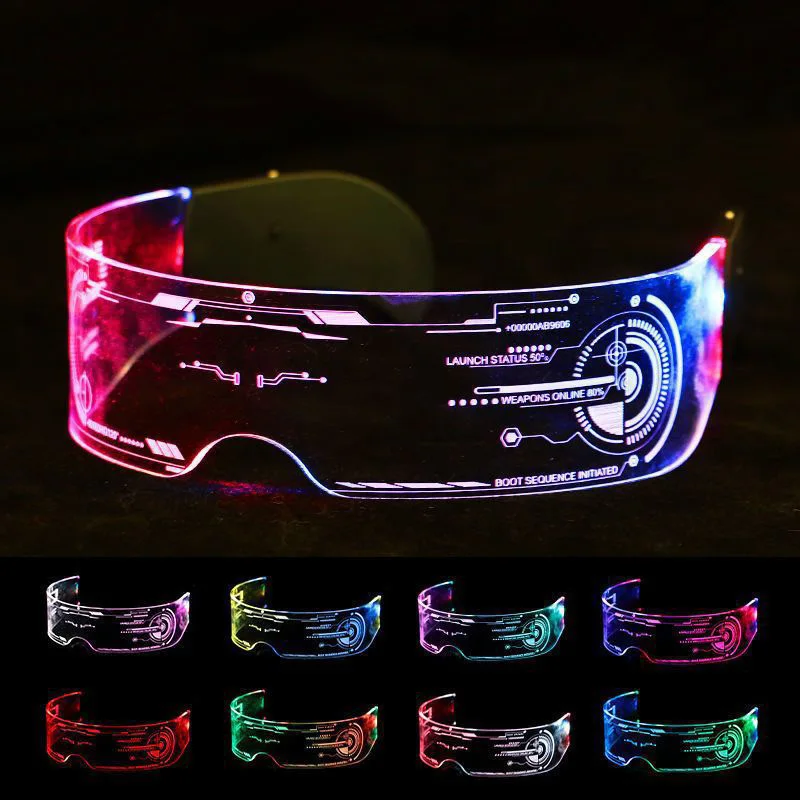 Cool Colorful LED Luminous Glasses Festival Party Sci Fi Glowing Neon Glasses For Music Bar KTV Glow Atmosphere Props Decoration