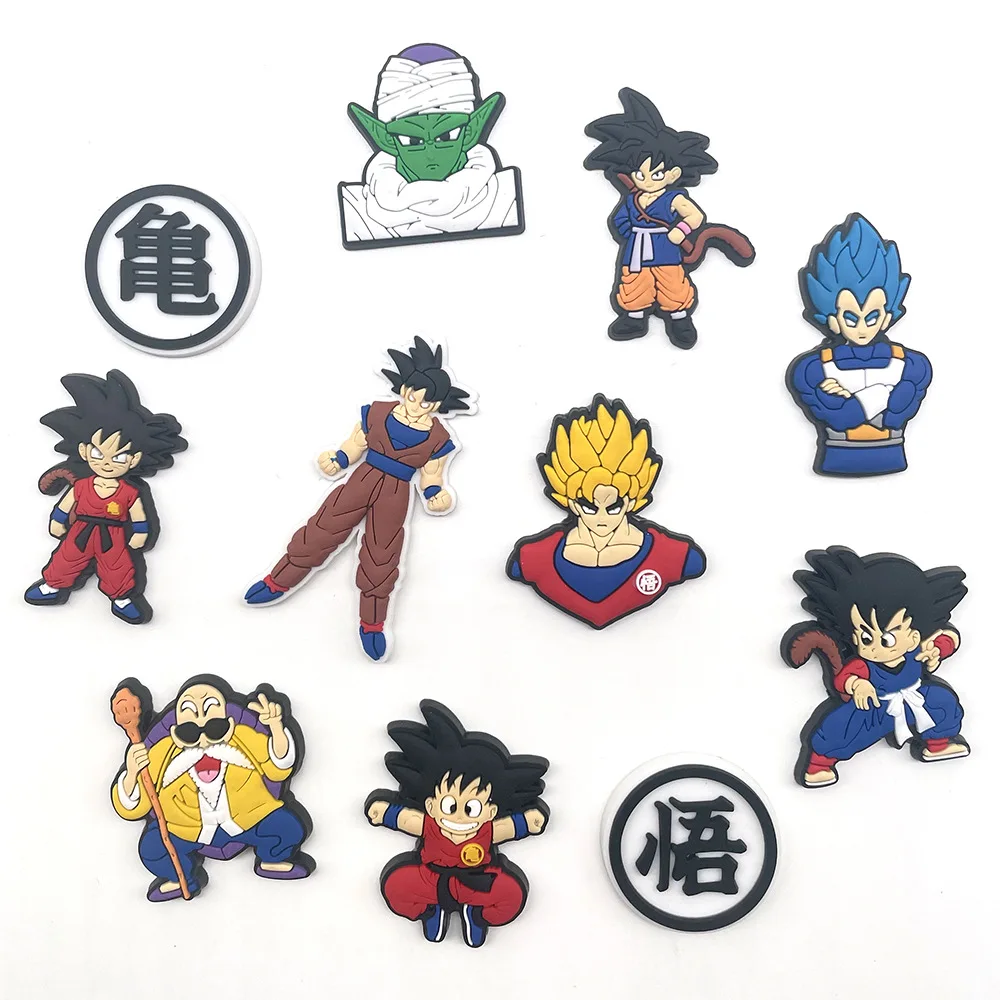 Hot 22PCS Cartoon Dragon Ball Goku Shoes Charms Silicone Set Crocs movie Accessories Kids X-mas Kid Gifts Hole Slipper Decor