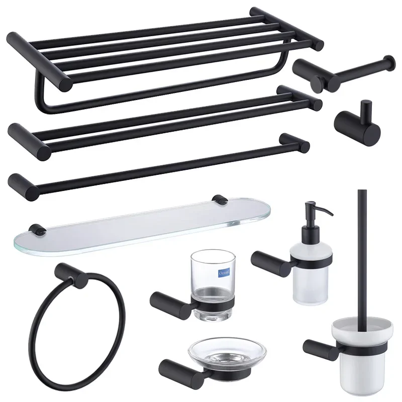 Matte Black Bathroom accessories Set