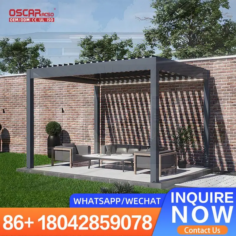 

Bioclimatic Waterproof Motorized Adjustable Outdoor Louvered Aluminium Roofing for Garden Patio Backyard Pergola