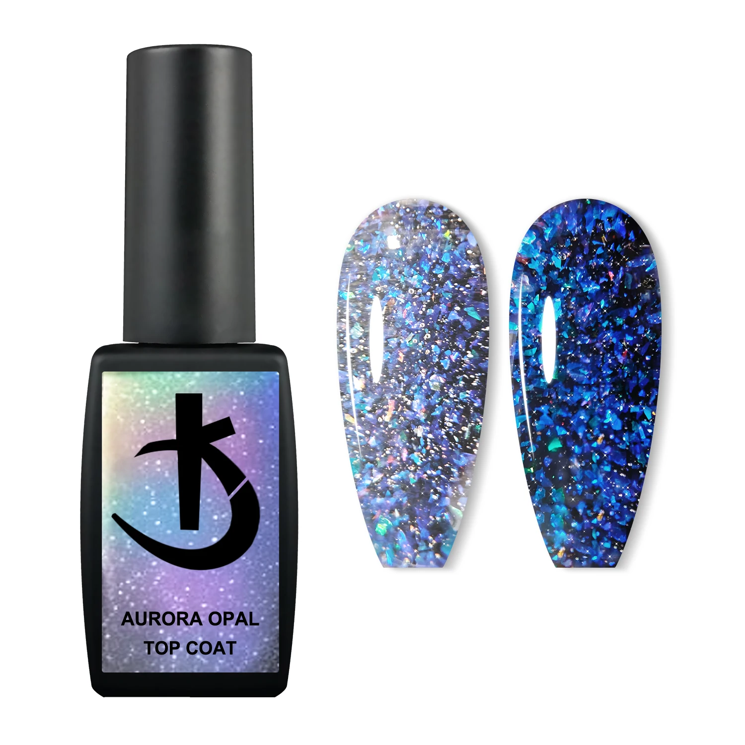KODI JYJ Aurora Opal No Wipe Top Coat Semi-permanent uv Varnishes Glitter Gellac 12ml Manicure Colorful Tempered Top Gel Polish