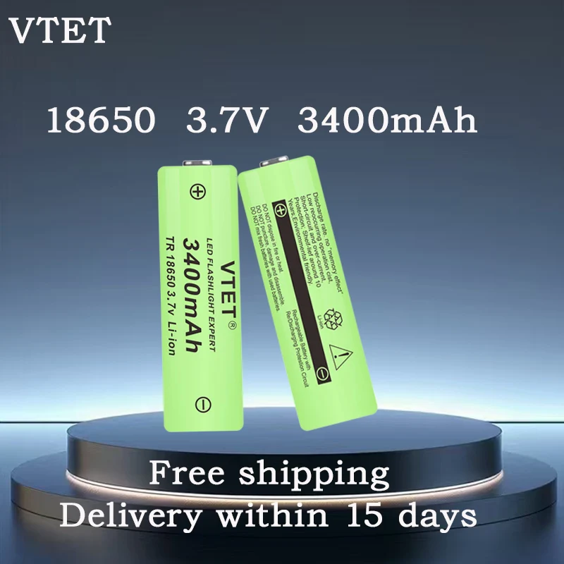 

2025 New Lithium Ion Charging 186503.7V3400mAh Flashlight Fan Battery High Quality Large Capacity A-class Tool Battery